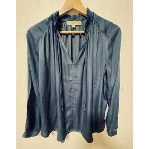 Loft Women’s Medium Petite Blue Long Sleeve Dress Blouse